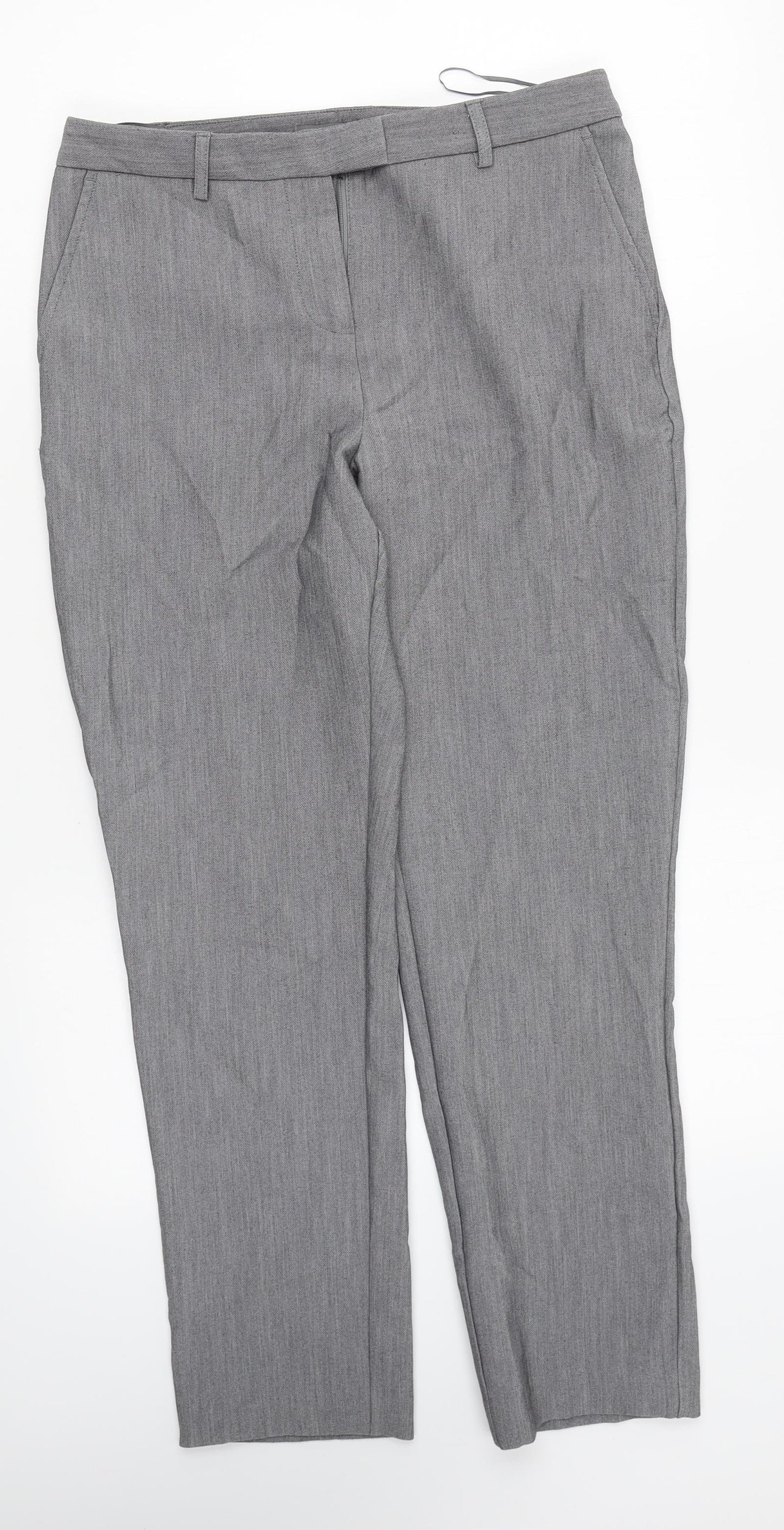 Papaya Womens Grey Polyester Trousers Size 8 L25 in Regular Zip