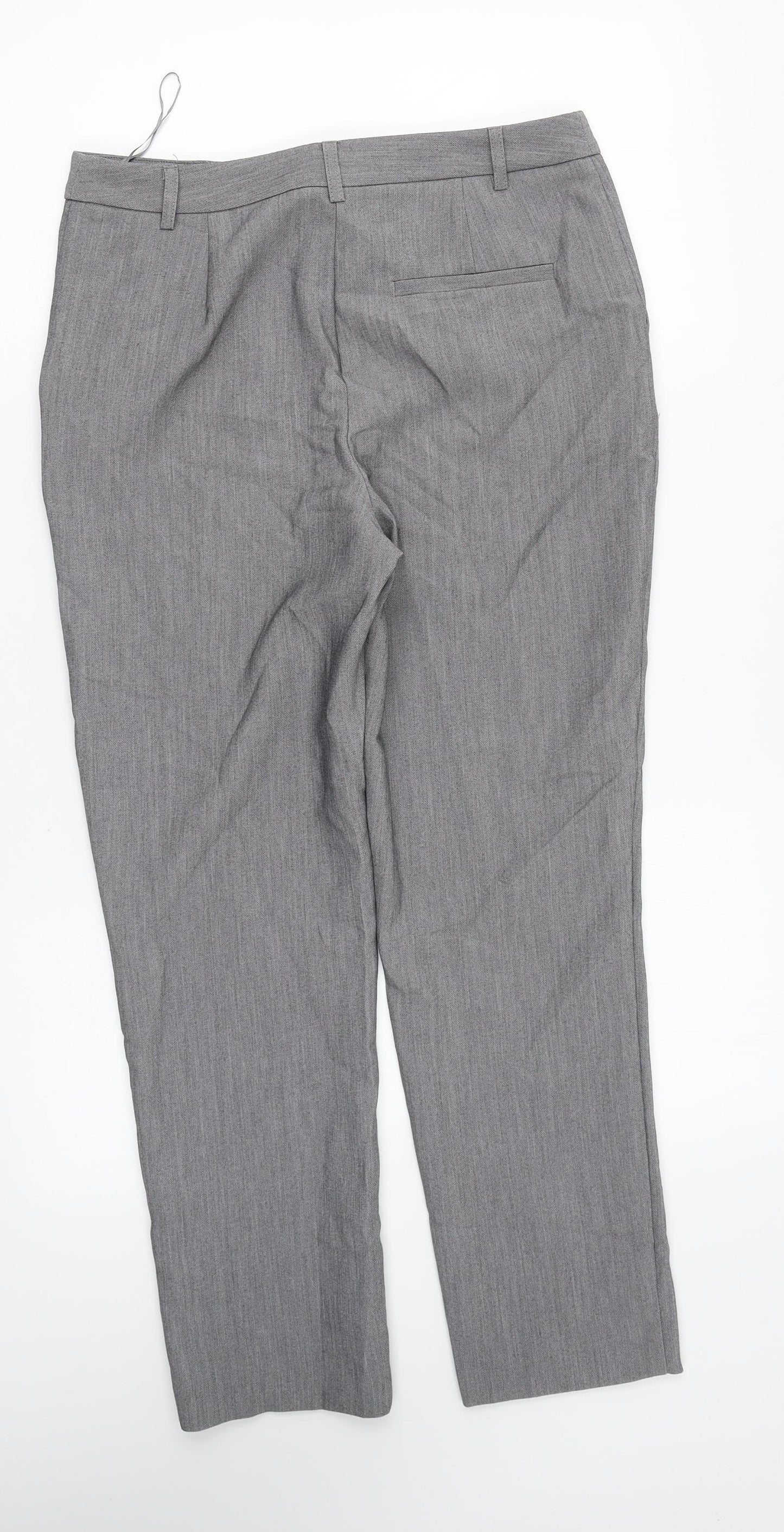 Papaya Womens Grey Polyester Trousers Size 8 L25 in Regular Zip