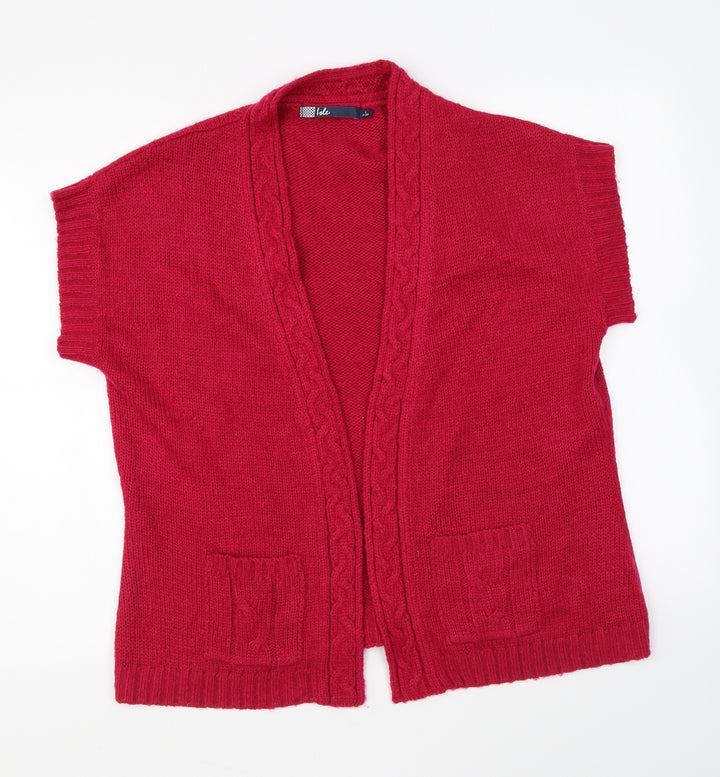 Isle Womens Pink V-Neck Acrylic Cardigan Jumper Size L