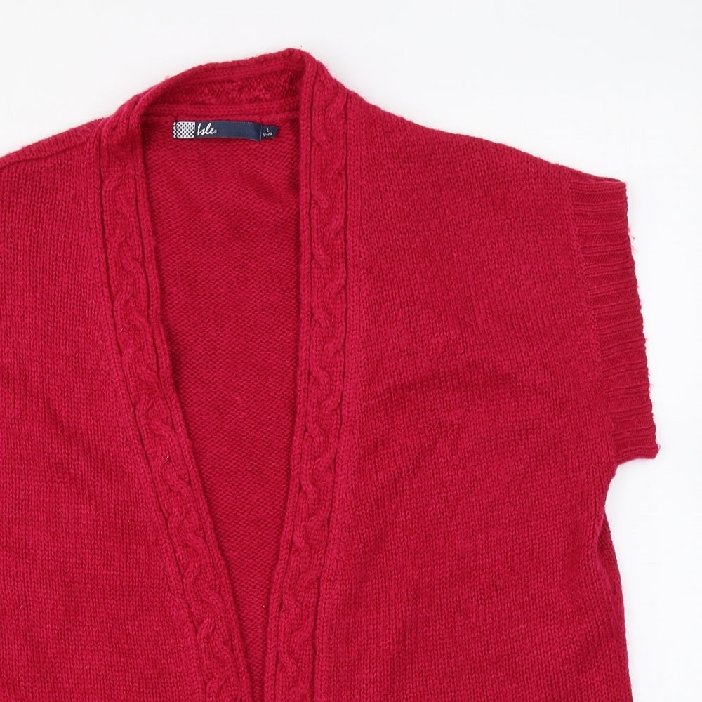 Isle Womens Pink V-Neck Acrylic Cardigan Jumper Size L