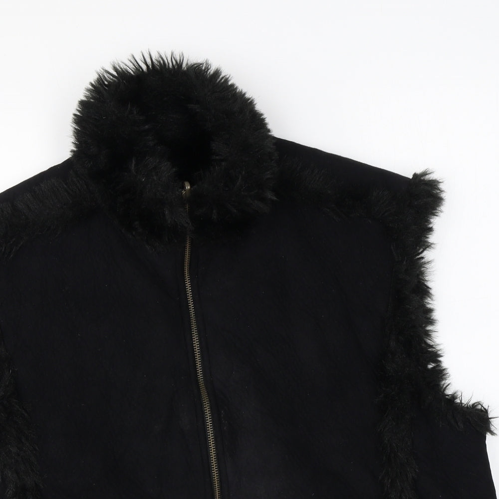 Preworn Womens Black Gilet Jacket Size 4 Zip