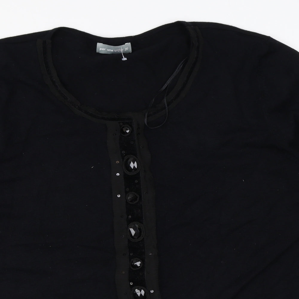 Per Una Womens Black Round Neck Viscose Cardigan Jumper Size 20