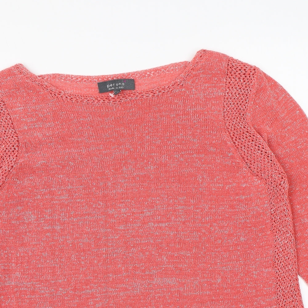 Per Una Womens Pink Round Neck Acrylic Pullover Jumper Size 14