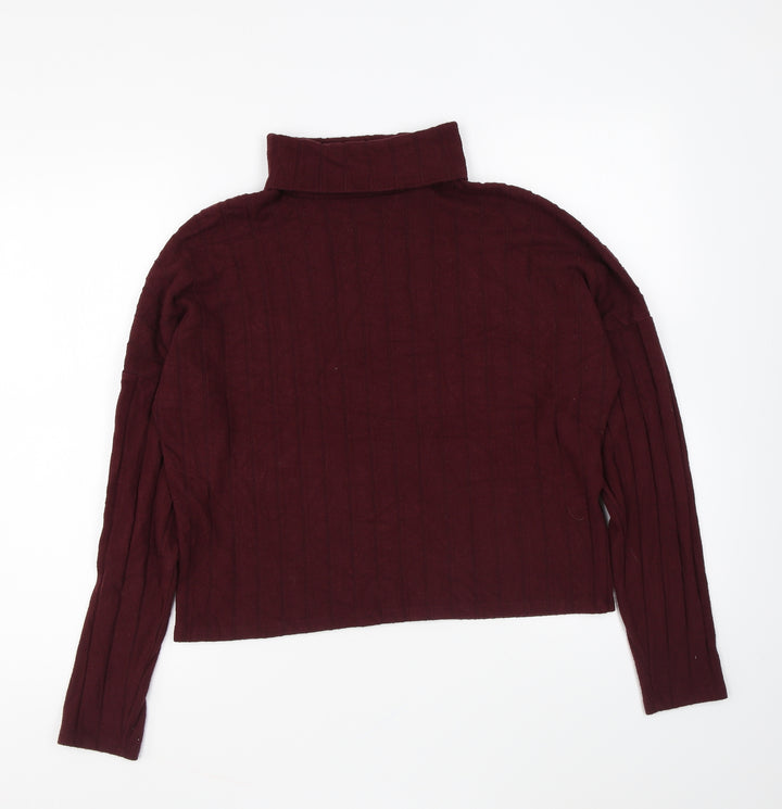 New Look Womens Purple Roll Neck Viscose Pullover Jumper Size M - `