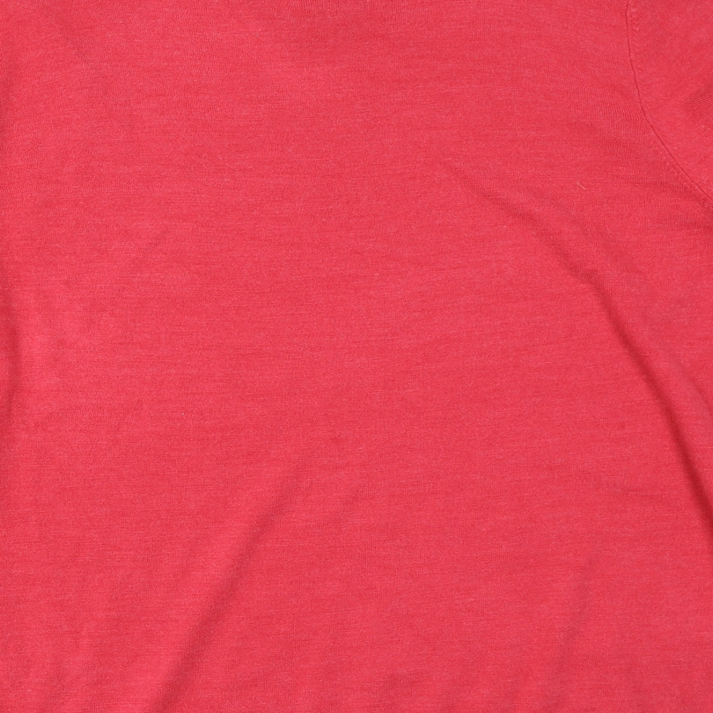 Atlantic Bay Mens Red V-Neck Acrylic Pullover Jumper Size XL