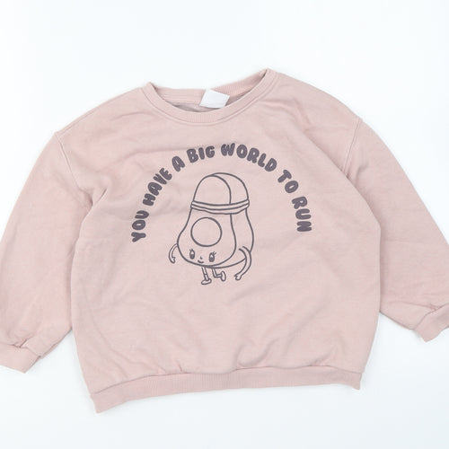 Zara Womens Pink Polyester Pullover Sweatshirt Size 4 Pullover - You Have A Big World To Run