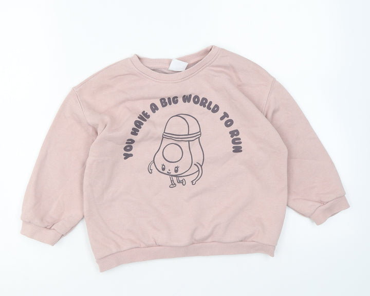 Zara Womens Pink Polyester Pullover Sweatshirt Size 4 Pullover - You Have A Big World To Run
