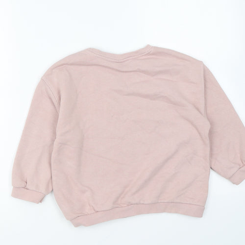 Zara Womens Pink Polyester Pullover Sweatshirt Size 4 Pullover - You Have A Big World To Run