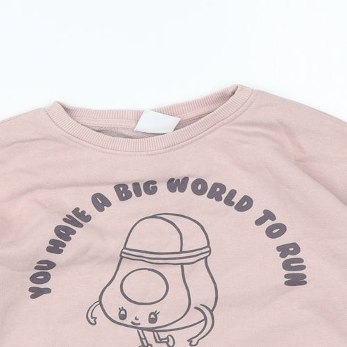 Zara Womens Pink Polyester Pullover Sweatshirt Size 4 Pullover - You Have A Big World To Run