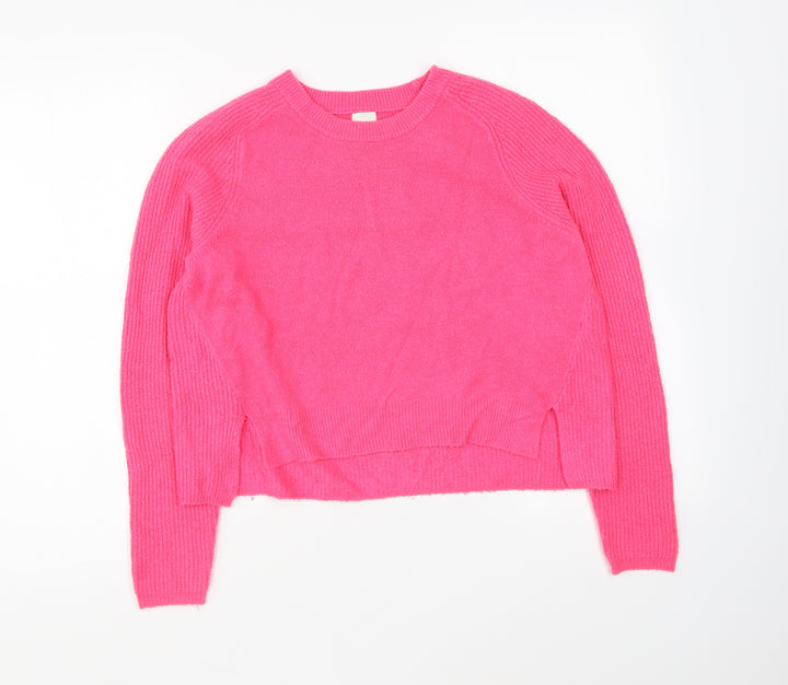 River Island Womens Pink Round Neck Acrylic Pullover Jumper Size 10