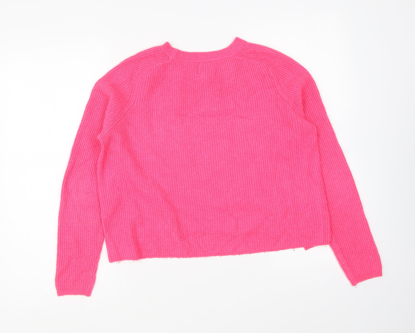 River Island Womens Pink Round Neck Acrylic Pullover Jumper Size 10