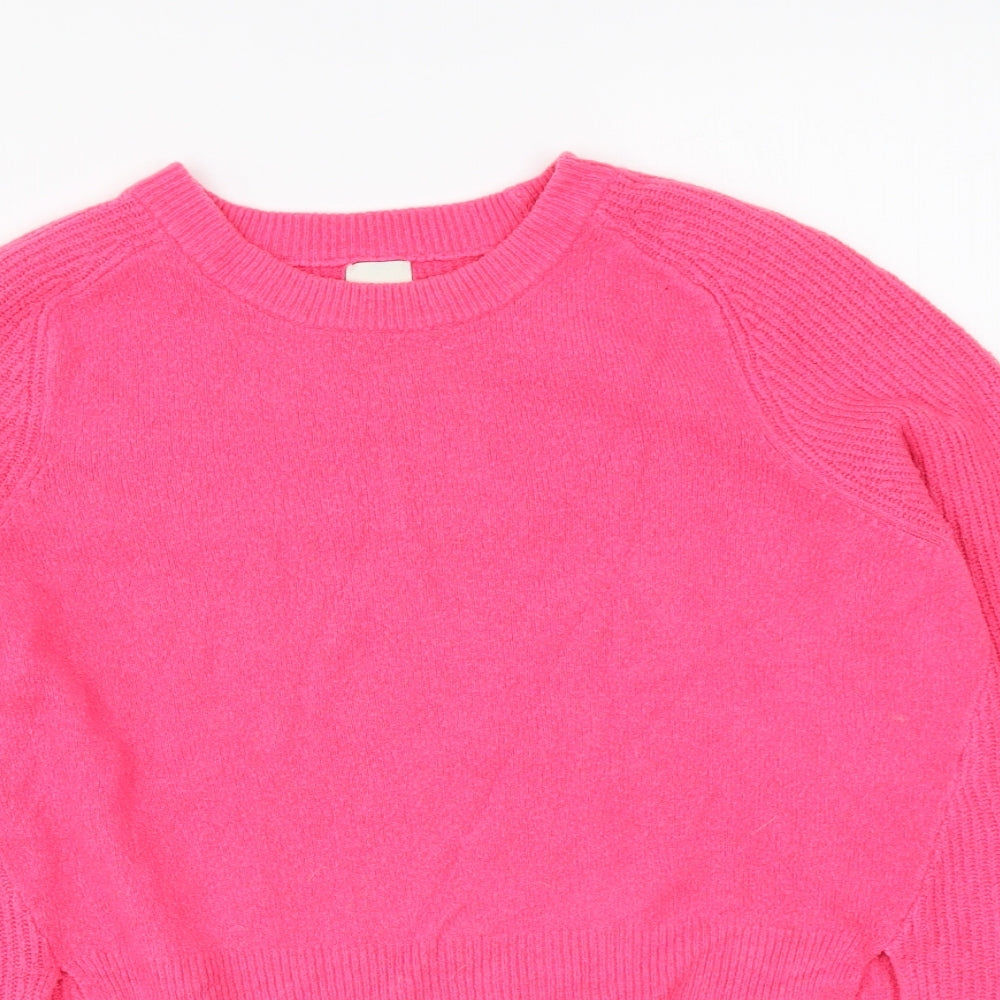 River Island Womens Pink Round Neck Acrylic Pullover Jumper Size 10