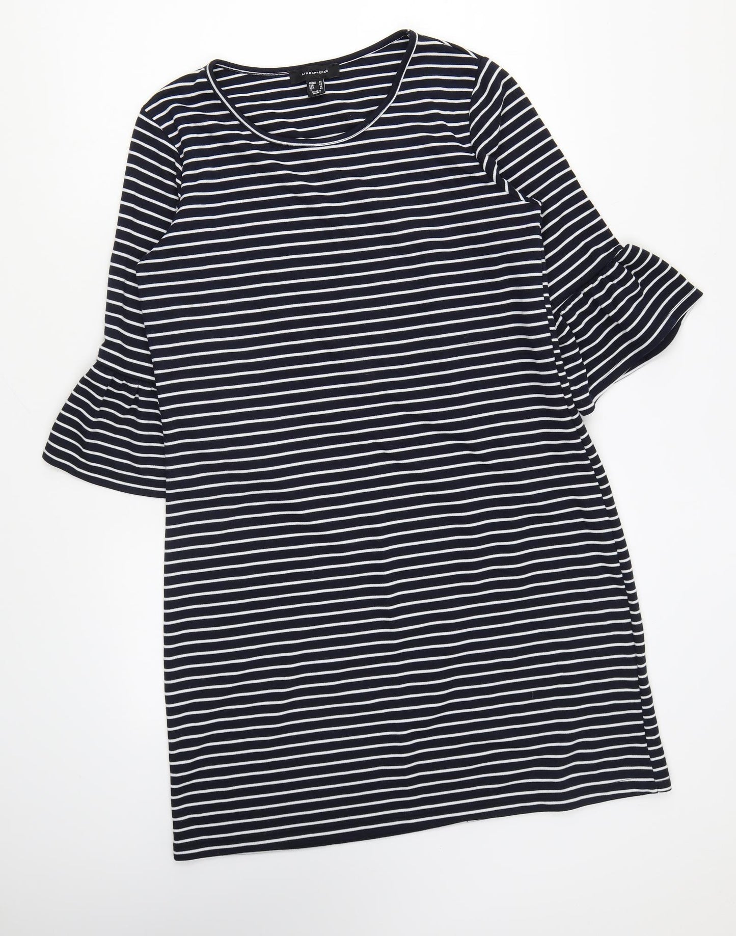 Atmosphere Womens Blue Striped Polyester T-Shirt Dress Size 14 Round Neck Pullover