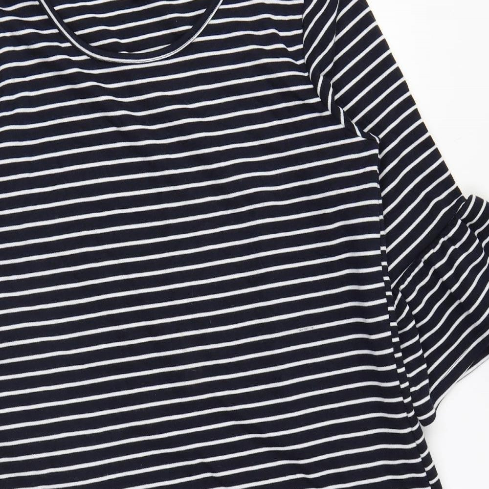 Atmosphere Womens Blue Striped Polyester T-Shirt Dress Size 14 Round Neck Pullover
