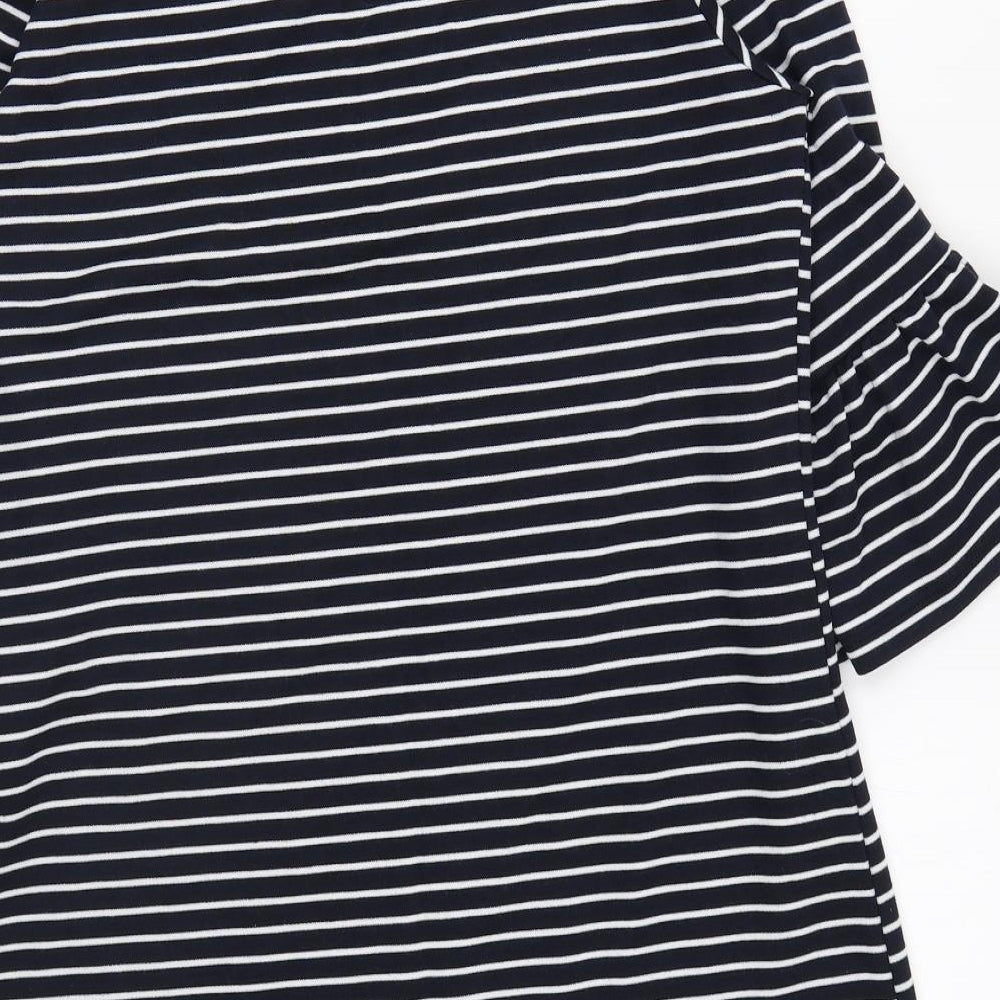 Atmosphere Womens Blue Striped Polyester T-Shirt Dress Size 14 Round Neck Pullover