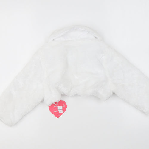 M&M Eudora Girls White Jacket Size 5-6 Years Hook & Eye
