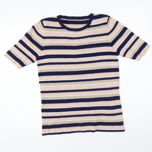 Dorothy Perkins Womens Multicoloured Round Neck Striped Viscose Pullover Jumper Size 16