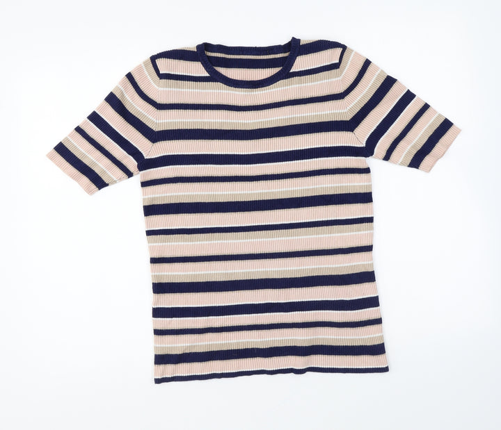 Dorothy Perkins Womens Multicoloured Round Neck Striped Viscose Pullover Jumper Size 16