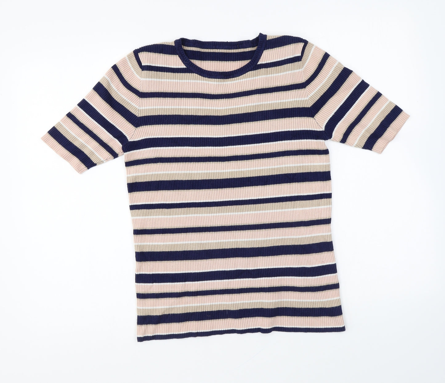 Dorothy Perkins Womens Multicoloured Round Neck Striped Viscose Pullover Jumper Size 16