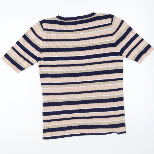 Dorothy Perkins Womens Multicoloured Round Neck Striped Viscose Pullover Jumper Size 16