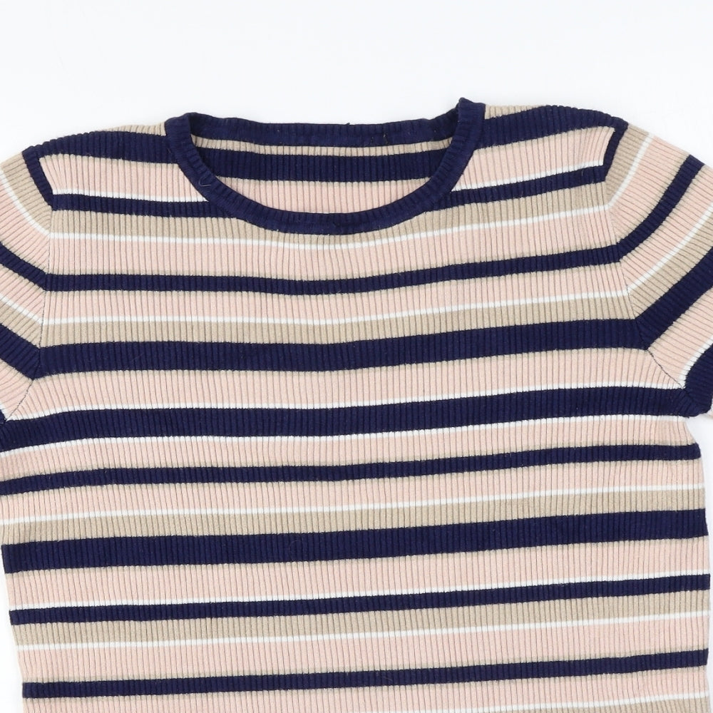 Dorothy Perkins Womens Multicoloured Round Neck Striped Viscose Pullover Jumper Size 16