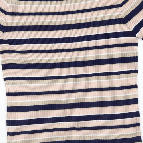 Dorothy Perkins Womens Multicoloured Round Neck Striped Viscose Pullover Jumper Size 16