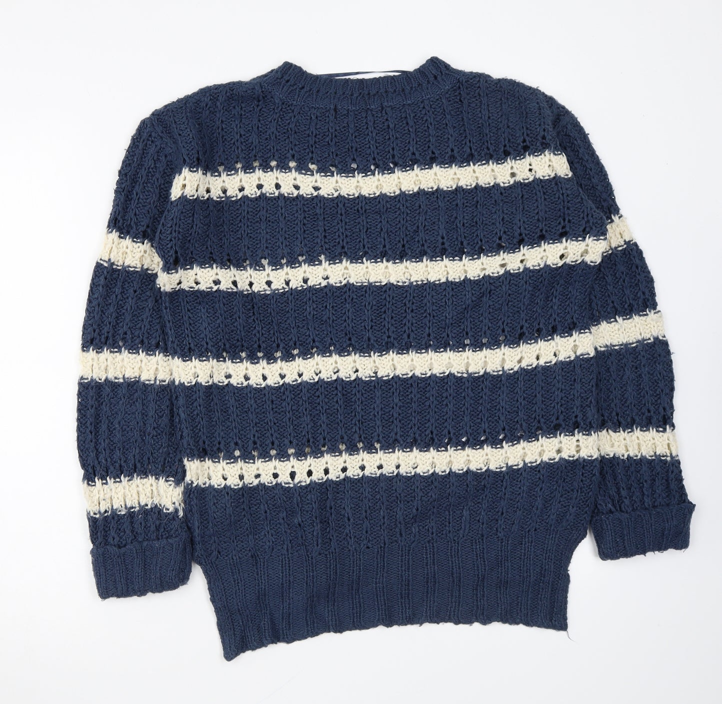 Atmosphere Womens Blue Round Neck Striped Acrylic Pullover Jumper Size 8