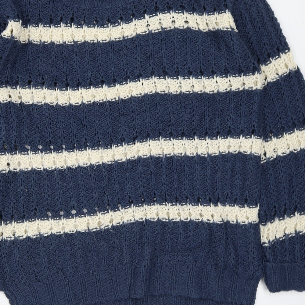Atmosphere Womens Blue Round Neck Striped Acrylic Pullover Jumper Size 8