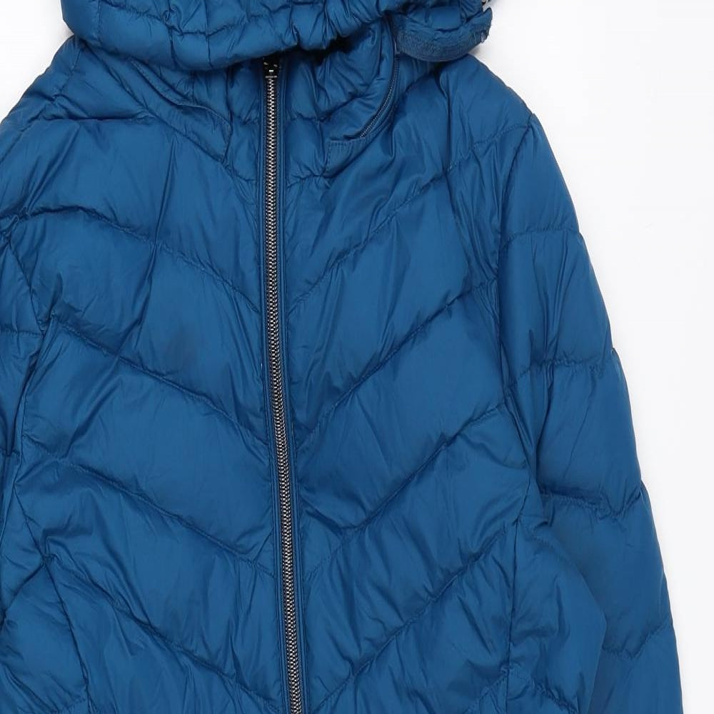 Marks and Spencer Womens Blue Puffer Jacket Coat Size 6 Zip