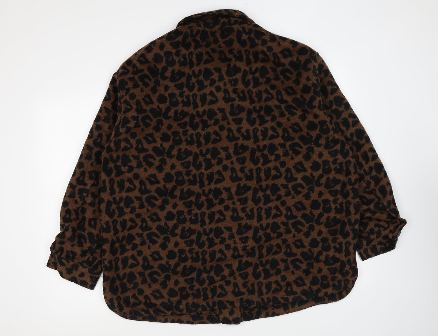 New Look Womens Brown Animal Print Jacket Size 18 Button