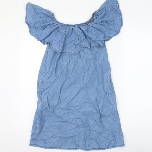 Primark Womens Blue Cotton Shift Size 8 Round Neck Pullover