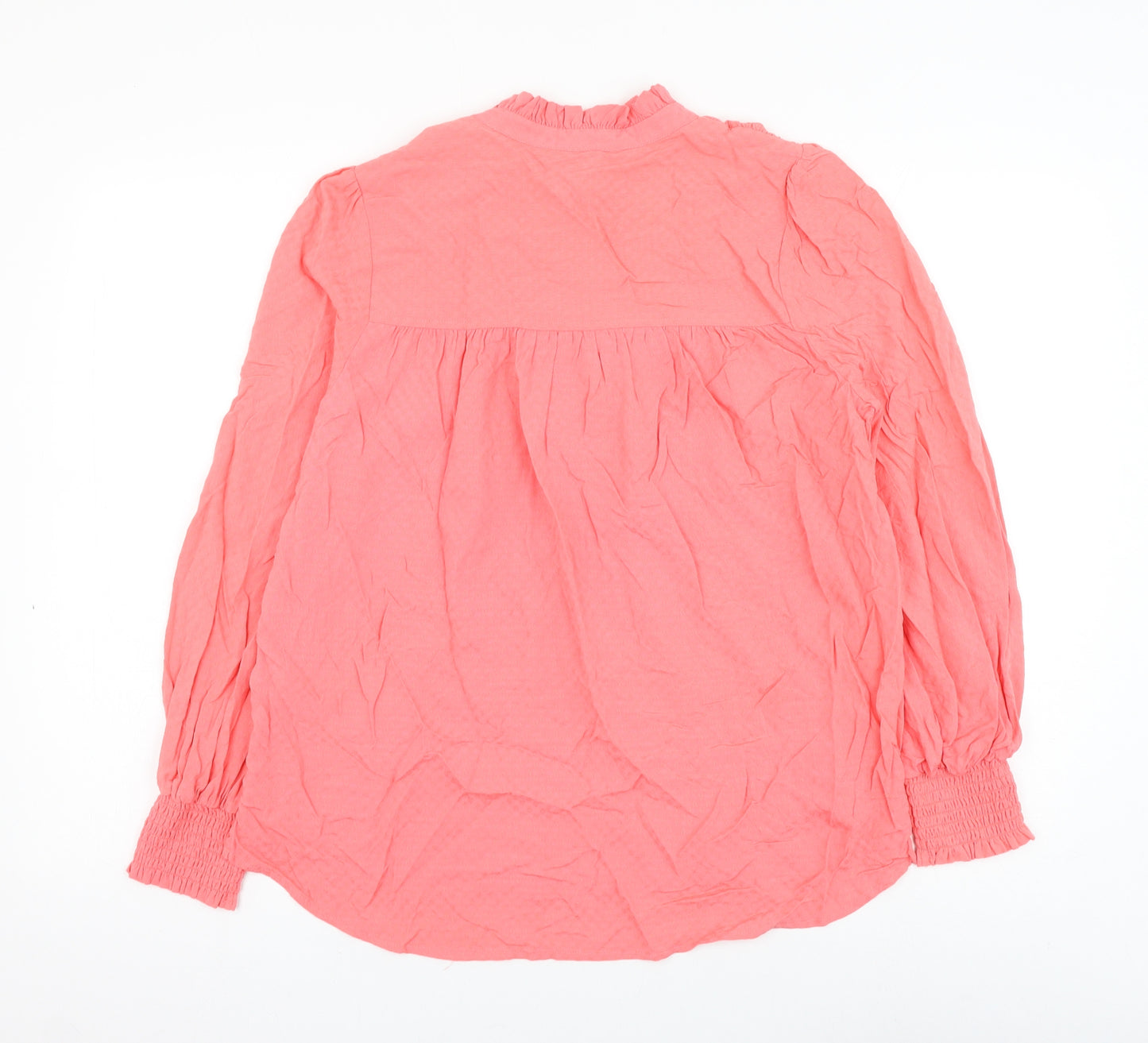 Marks and Spencer Womens Pink Viscose Basic Blouse Size 10 V-Neck