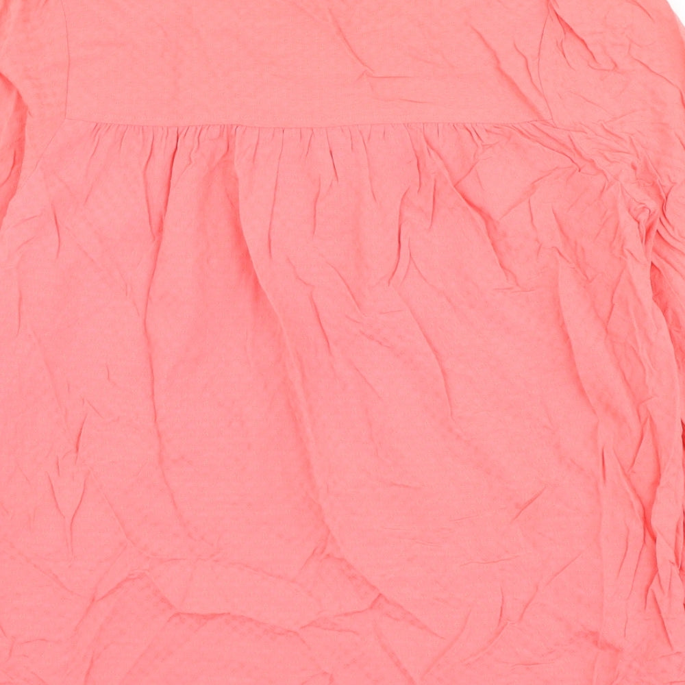 Marks and Spencer Womens Pink Viscose Basic Blouse Size 10 V-Neck