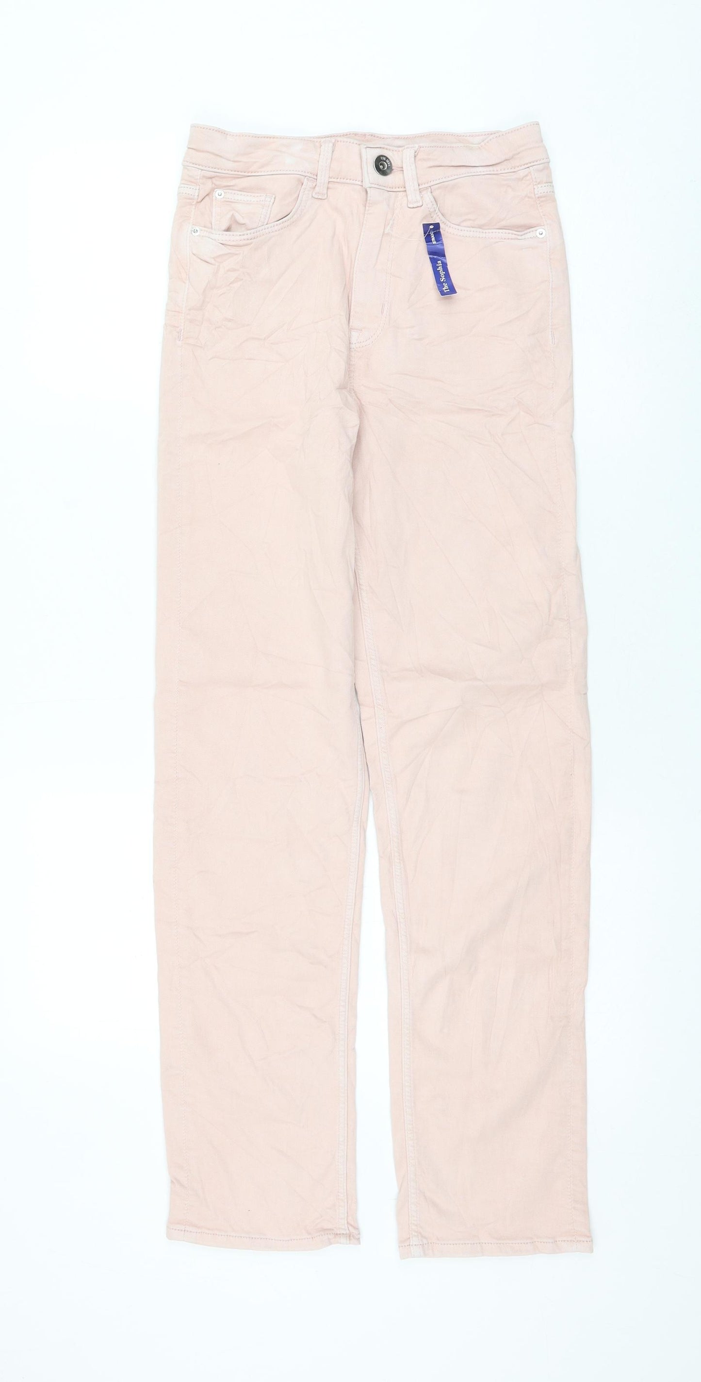 Marks and Spencer Womens Pink Cotton Straight Jeans Size 8 L28 in Regular Zip