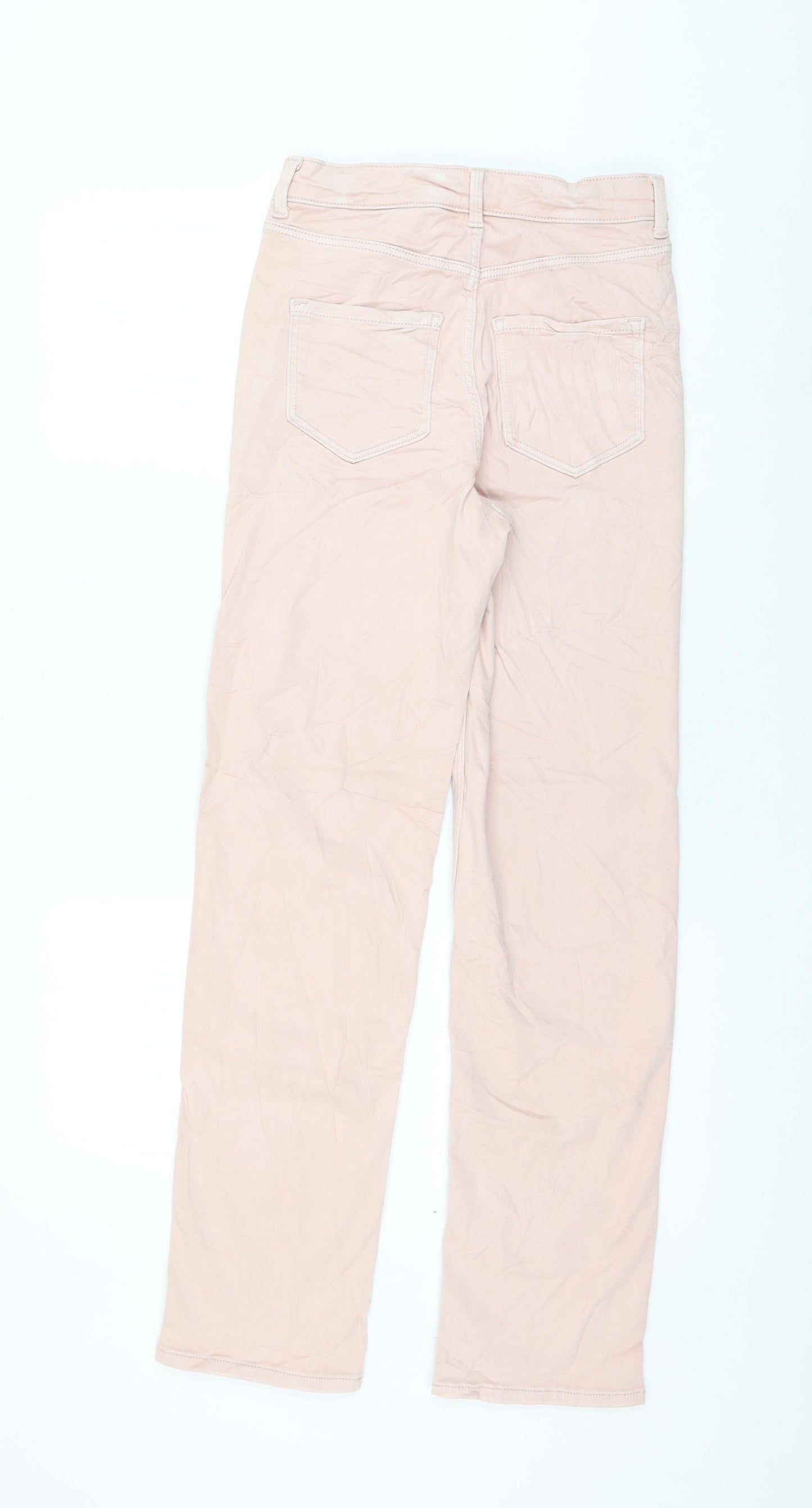 Marks and Spencer Womens Pink Cotton Straight Jeans Size 8 L28 in Regular Zip