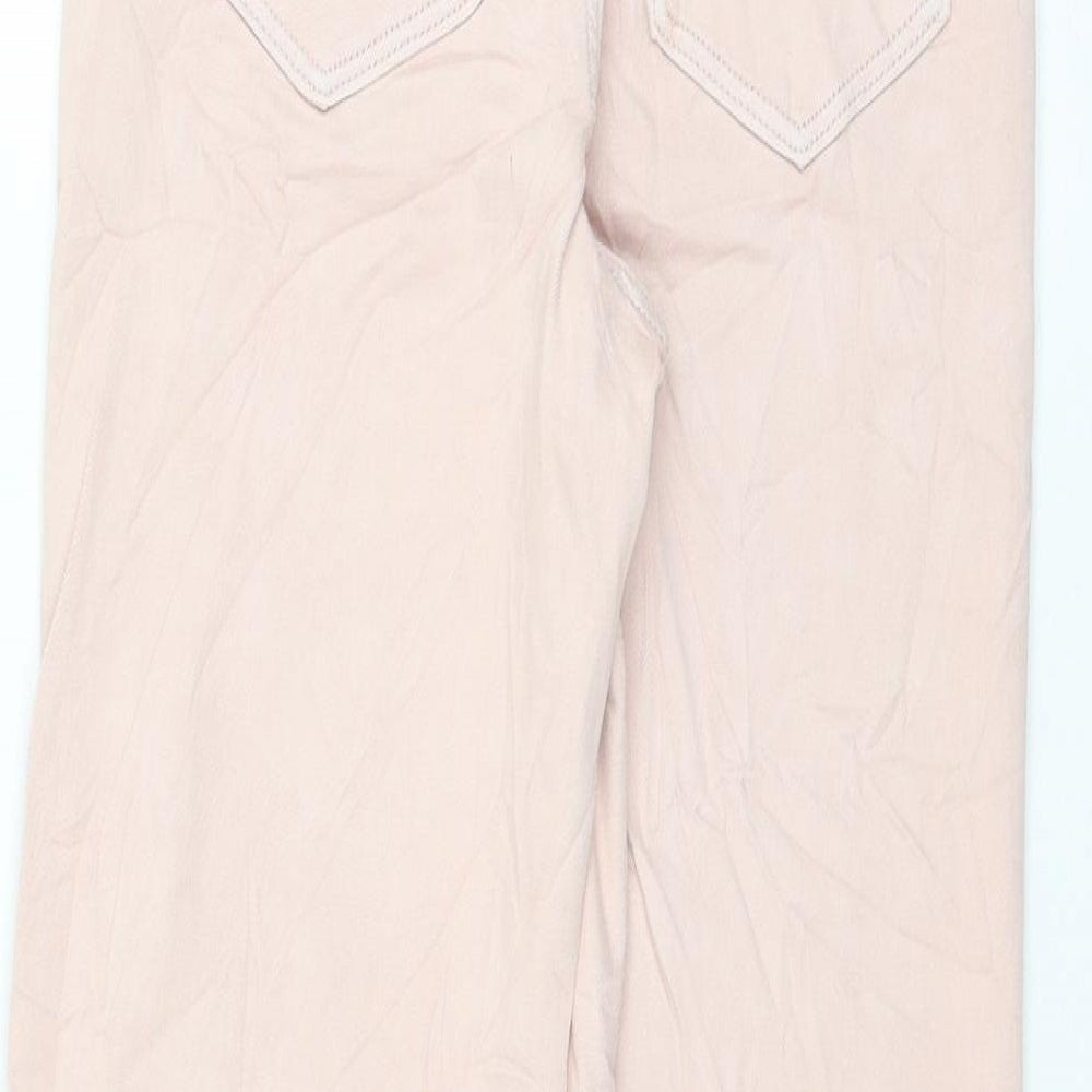 Marks and Spencer Womens Pink Cotton Straight Jeans Size 8 L28 in Regular Zip