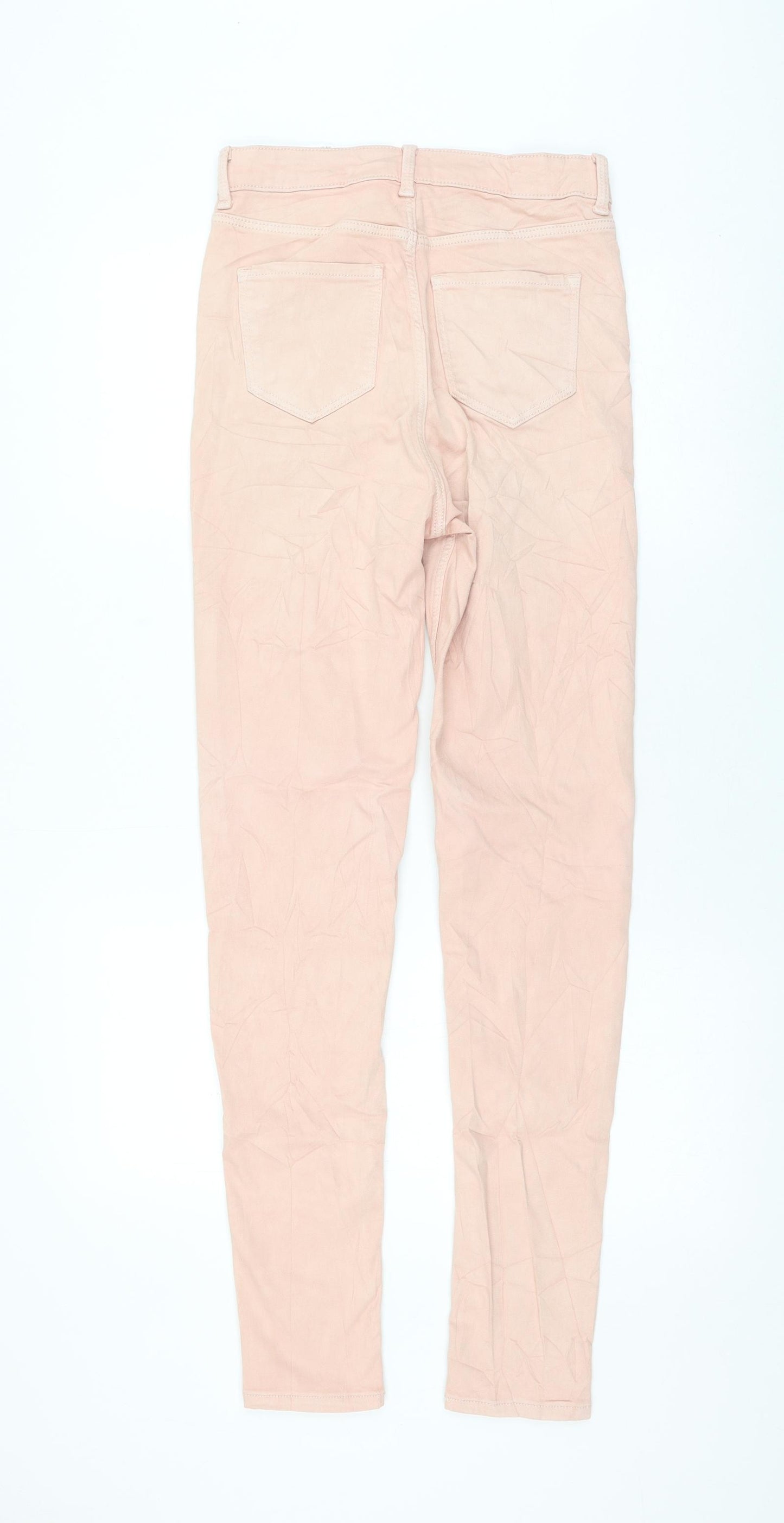 Marks and Spencer Womens Pink Cotton Skinny Jeans Size 8 L30 in Regular Zip