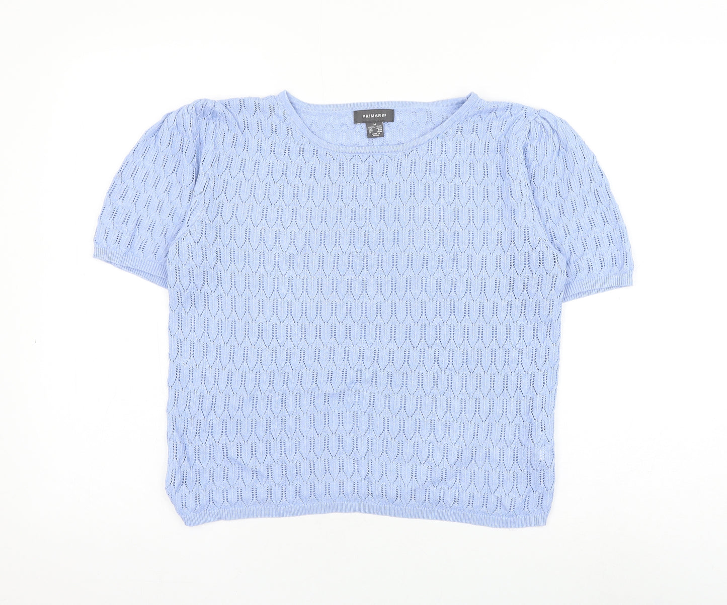 Primark Womens Blue Round Neck Geometric Viscose Pullover Jumper Size 12