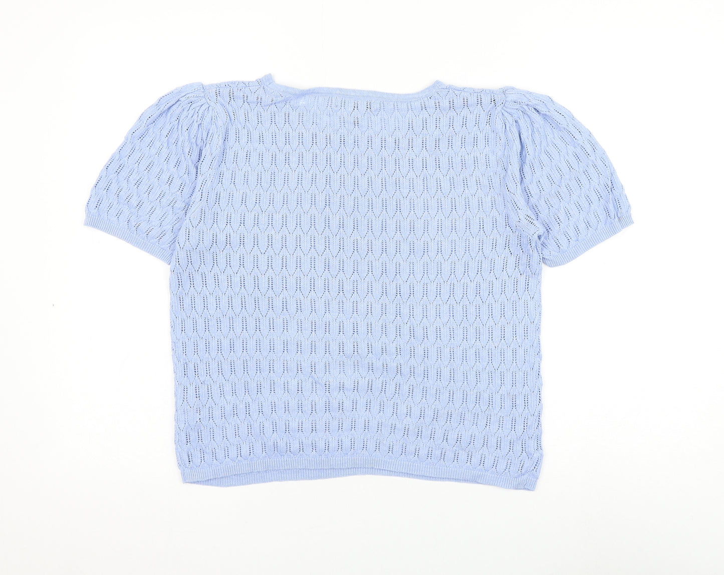 Primark Womens Blue Round Neck Geometric Viscose Pullover Jumper Size 12