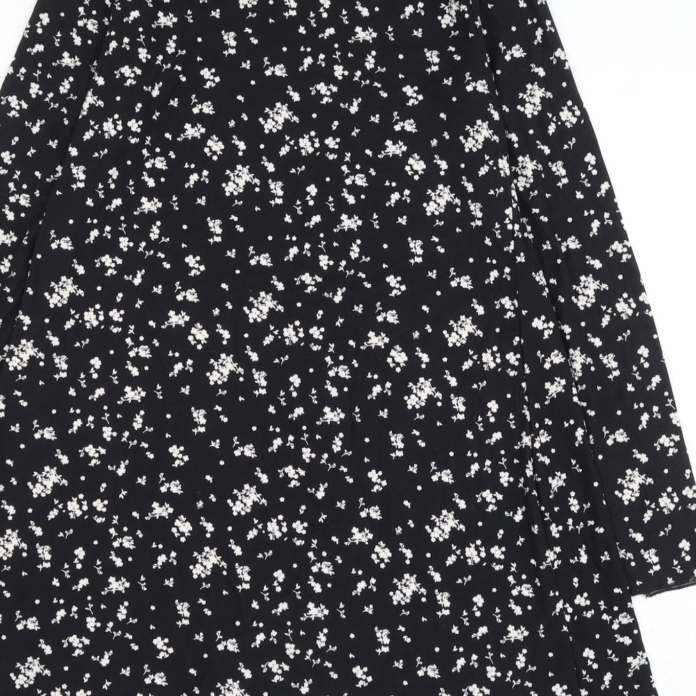 New Look Womens Black Floral Polyester Shift Size 8 Round Neck Pullover