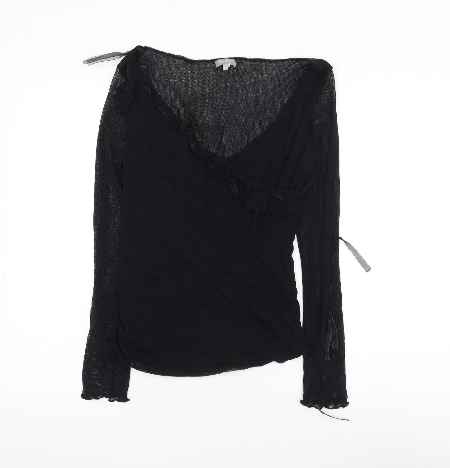 Per Una Womens Black Polyamide Basic Blouse Size 16 V-Neck
