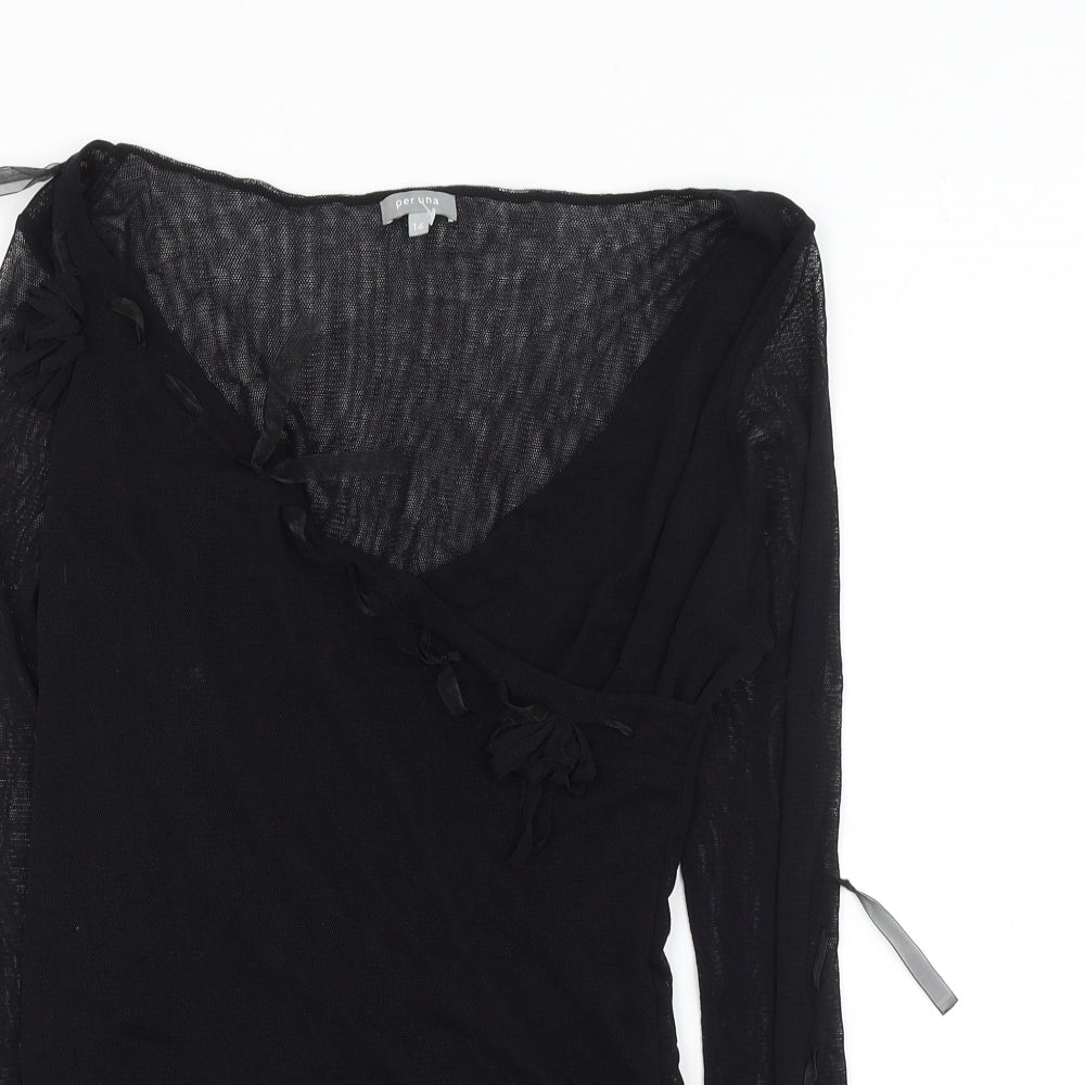 Per Una Womens Black Polyamide Basic Blouse Size 16 V-Neck