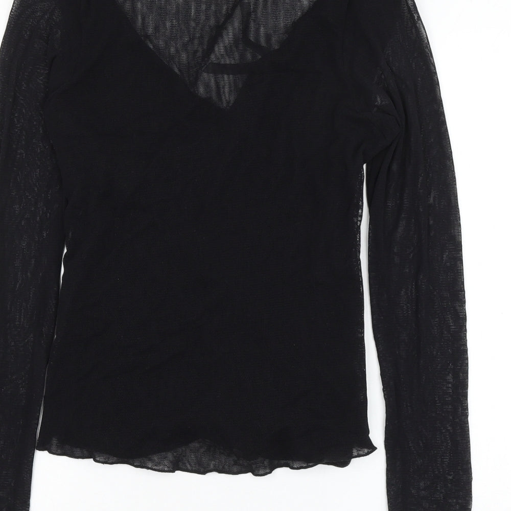 Per Una Womens Black Polyamide Basic Blouse Size 16 V-Neck
