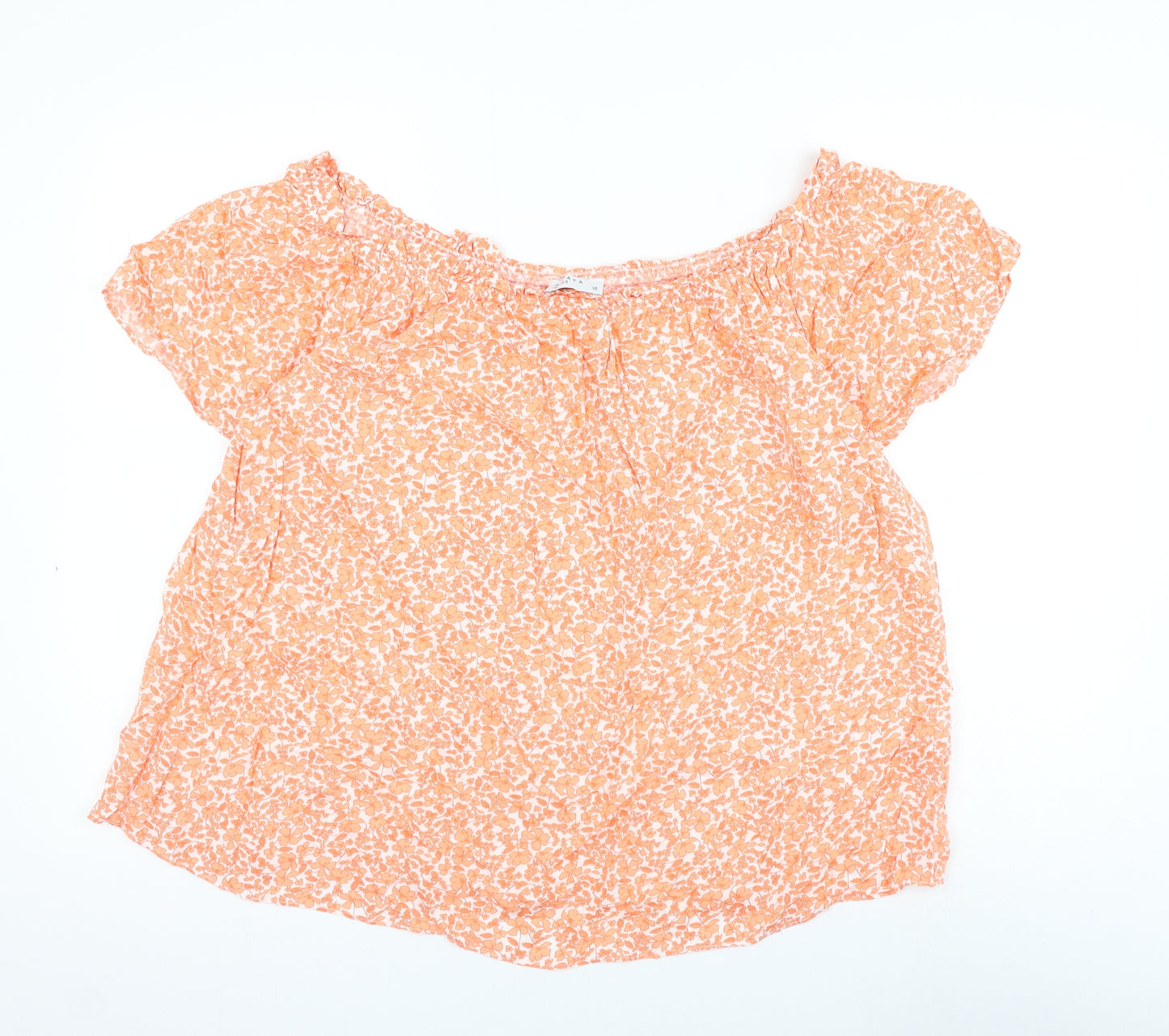 Papaya Womens Orange Floral Viscose Basic Blouse Size 18 Boat Neck