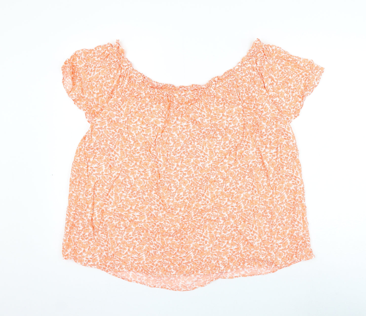 Papaya Womens Orange Floral Viscose Basic Blouse Size 18 Boat Neck
