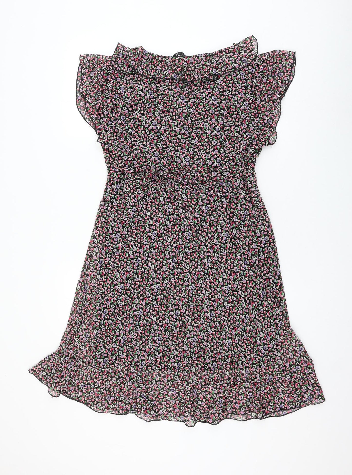 Dorothy Perkins Womens Multicoloured Floral Polyester A-Line Size 14 V-Neck Pullover