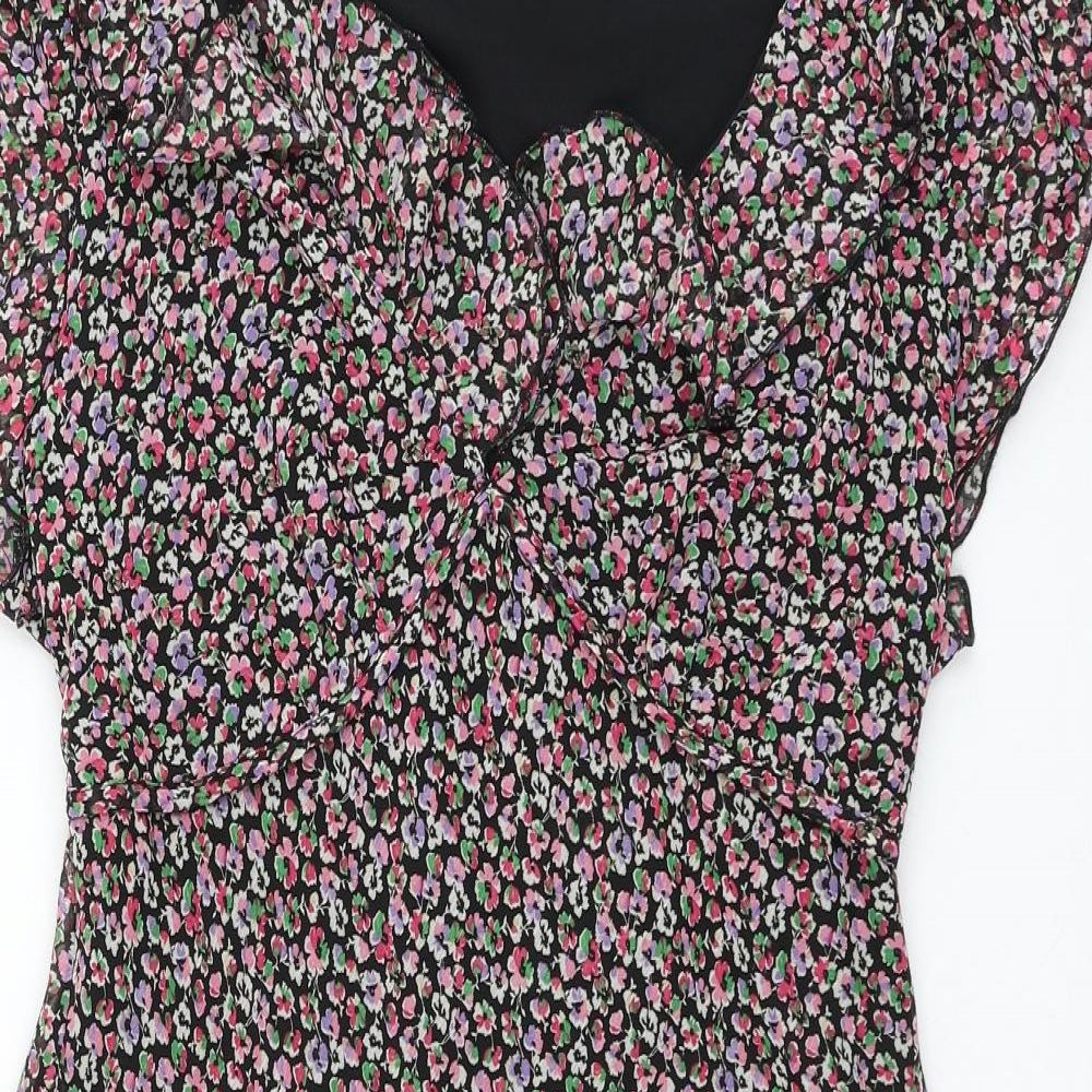 Dorothy Perkins Womens Multicoloured Floral Polyester A-Line Size 14 V-Neck Pullover