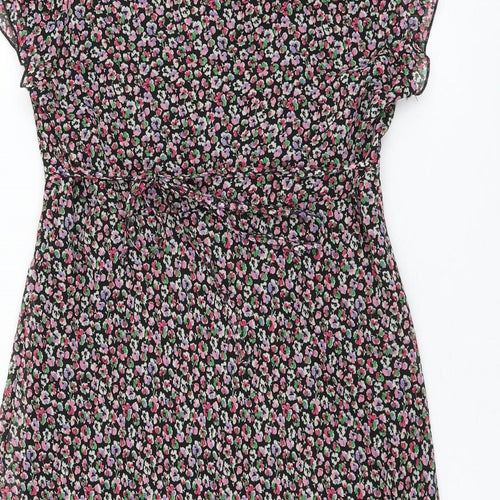 Dorothy Perkins Womens Multicoloured Floral Polyester A-Line Size 14 V-Neck Pullover