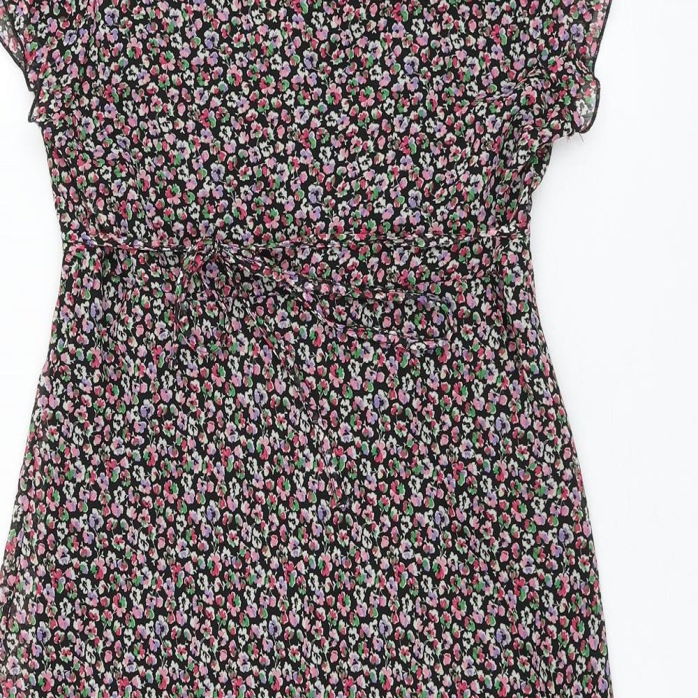Dorothy Perkins Womens Multicoloured Floral Polyester A-Line Size 14 V-Neck Pullover