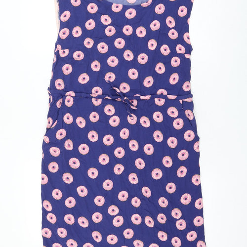 Luur Womens Blue Geometric Polyester Shift Size 14 Round Neck Pullover - Doughnut